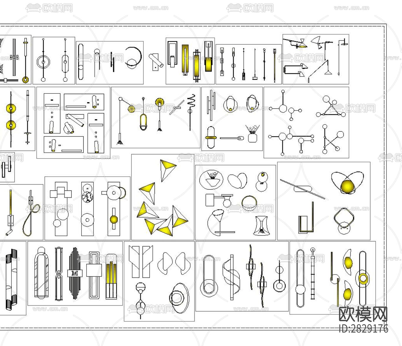 壁灯cad立面图下载（渲染图3）