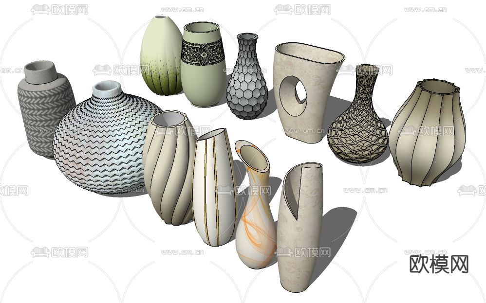 异形花瓶 陶瓷su模型下载
