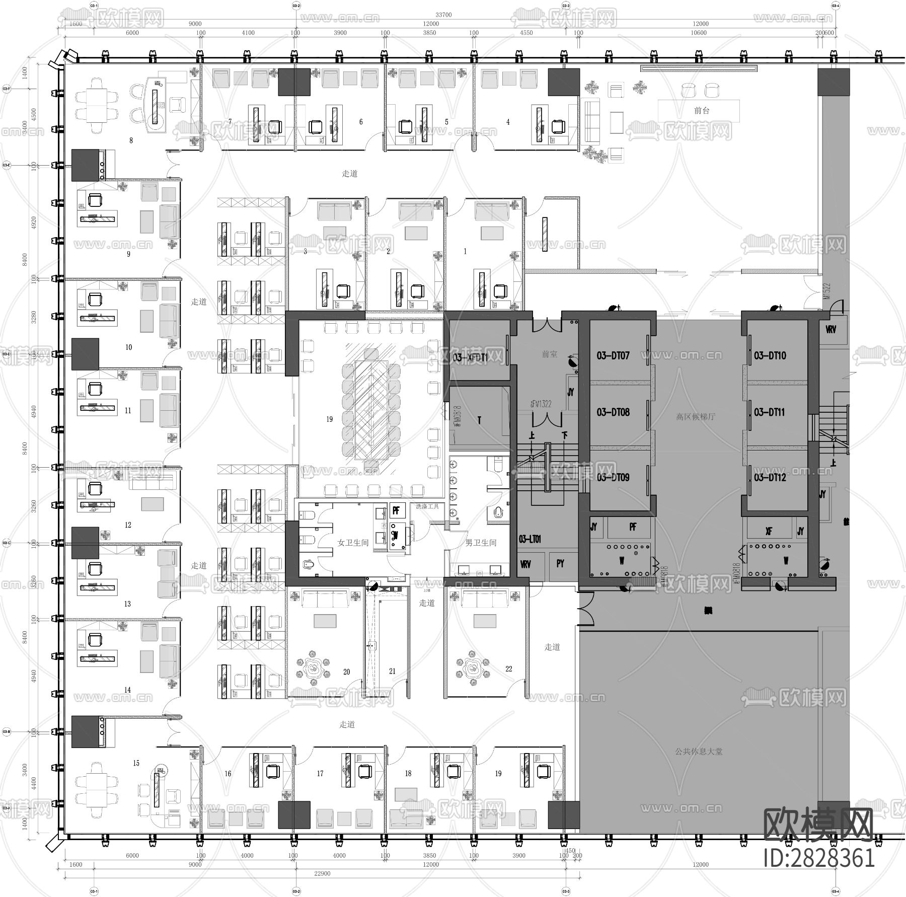 律师办公楼办公室cad平面图下载（渲染图2）