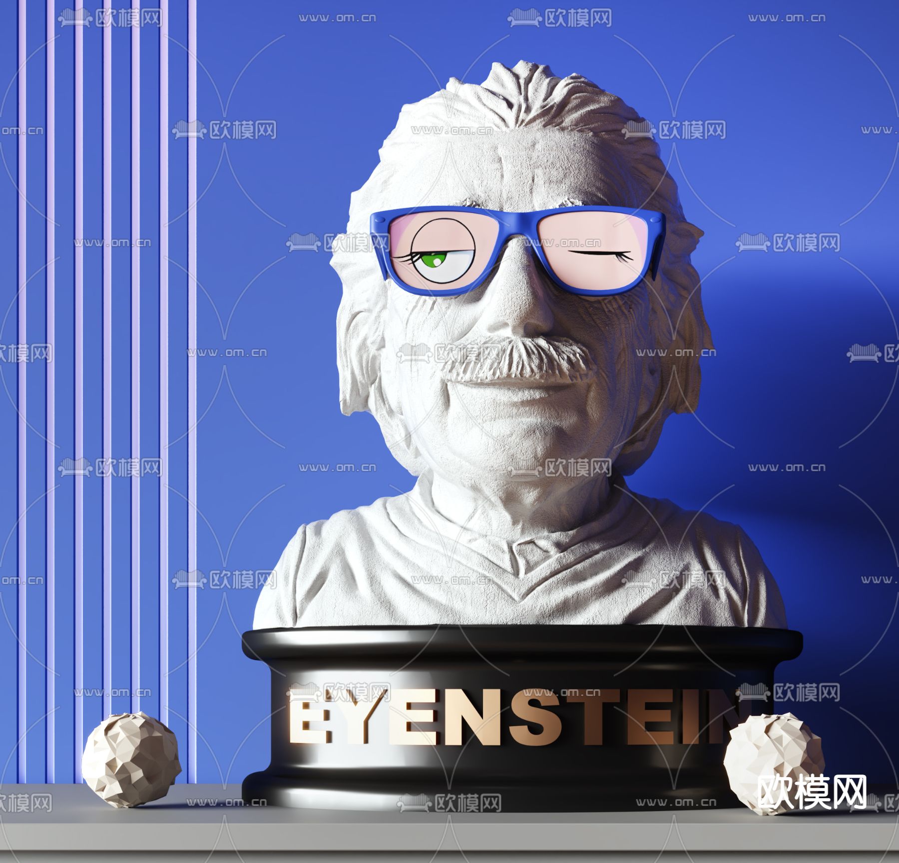 爱因斯坦雕塑 人物摆件3d模型下载