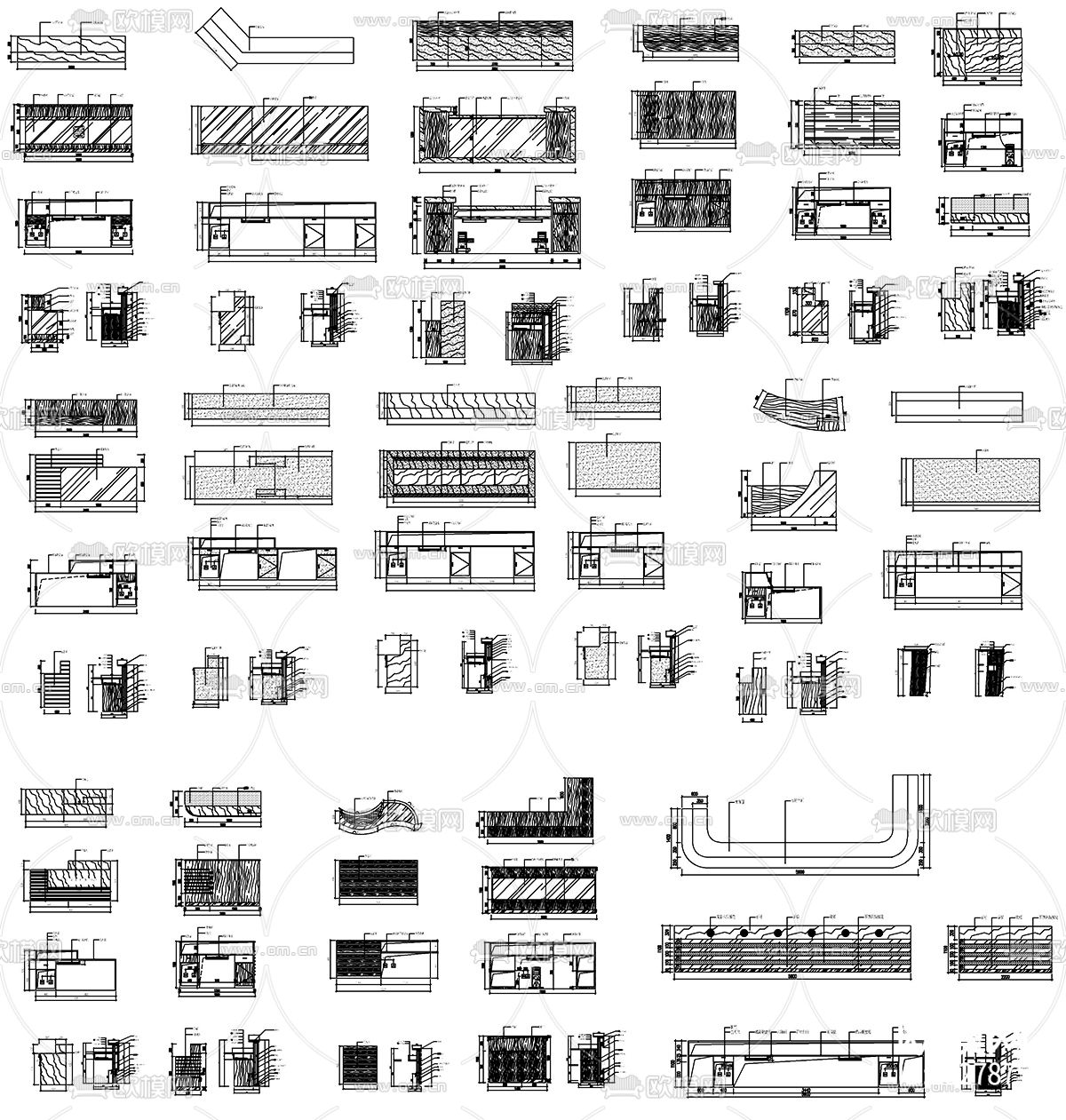 接待台收银台吧台CAD图库下载（渲染图5）