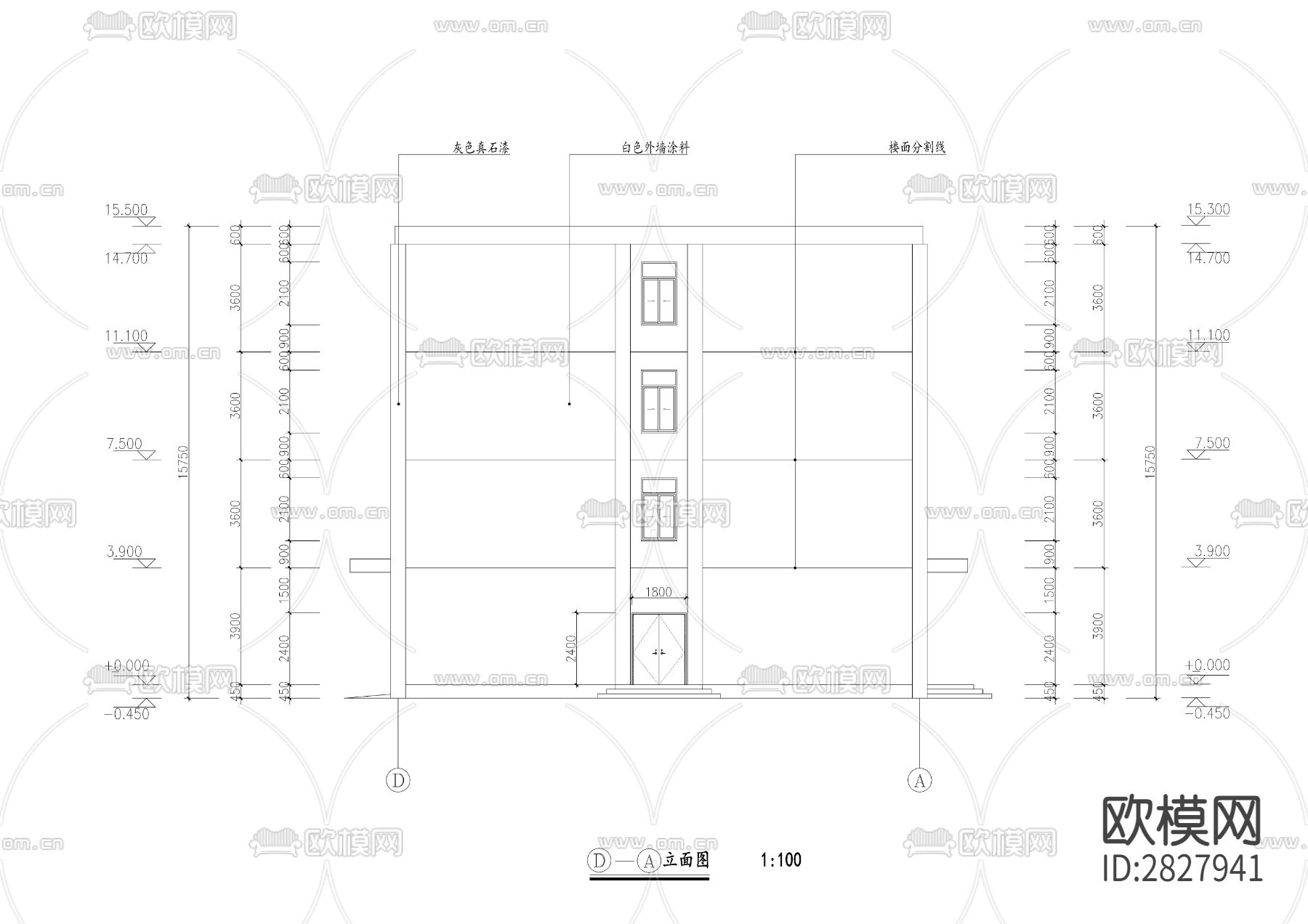 职业学校行政办公楼cad建筑图下载（渲染图7）