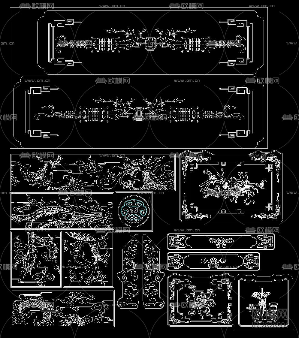 中式雕花CAD图库下载（渲染图7）
