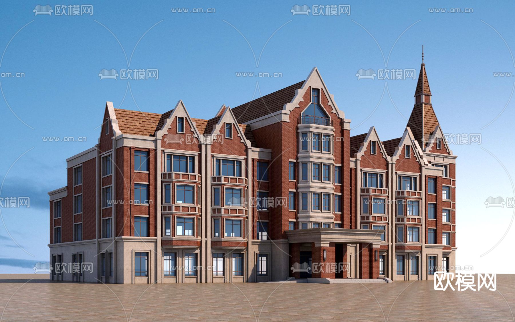 北欧酒店外观3d模型下载（渲染图1）