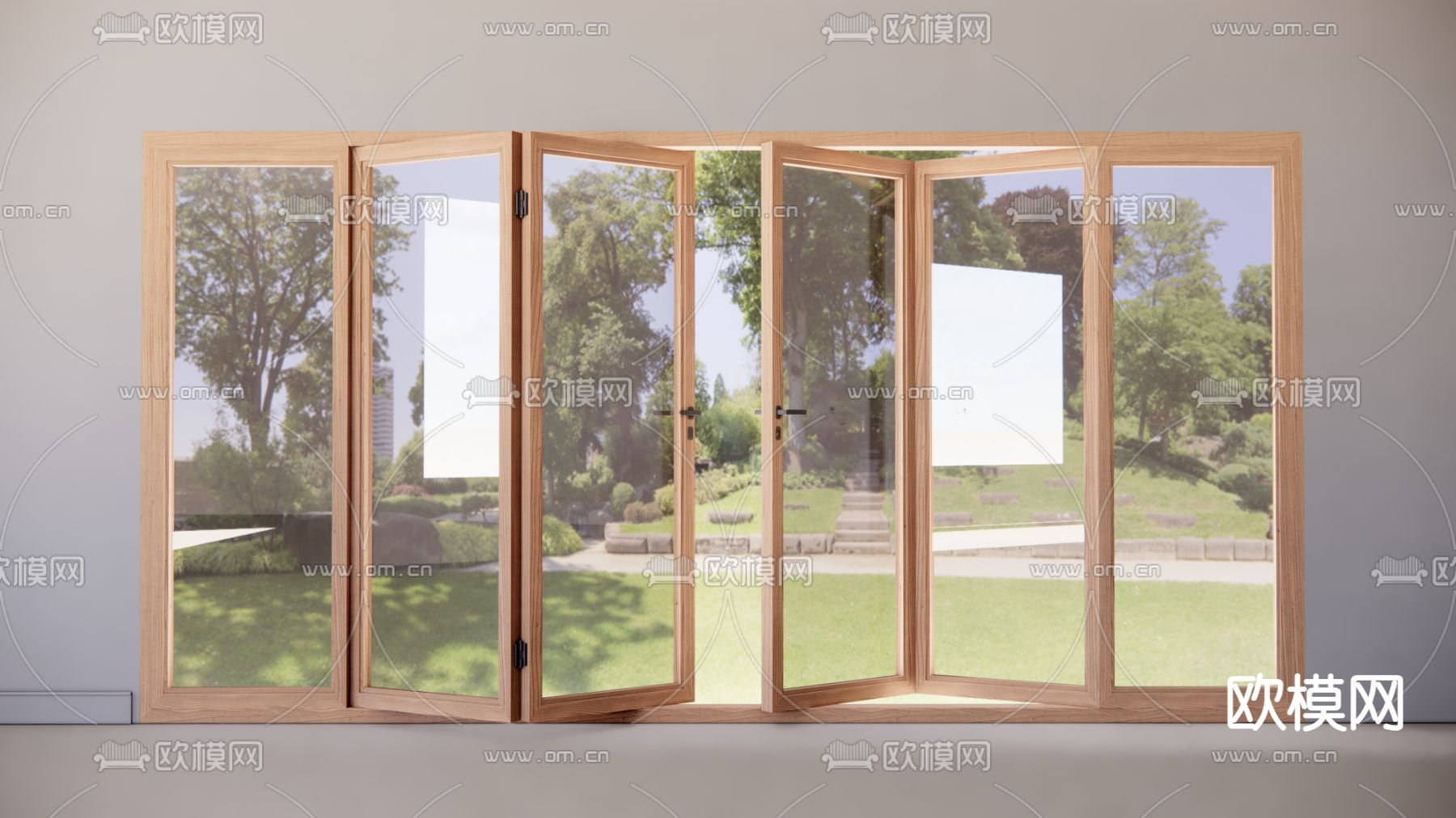 现代玻璃门su模型