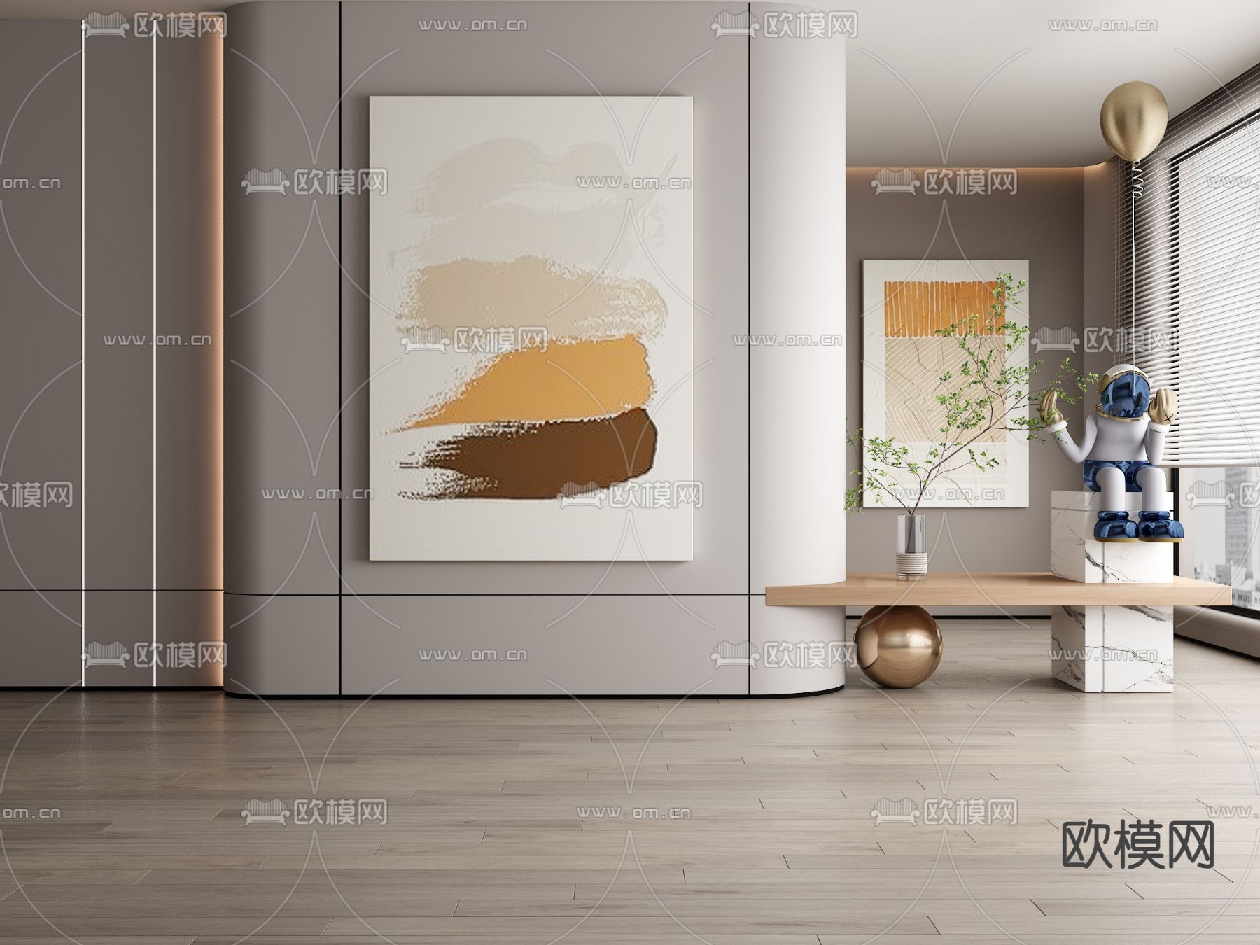 现代装饰画su模型下载（渲染图1）