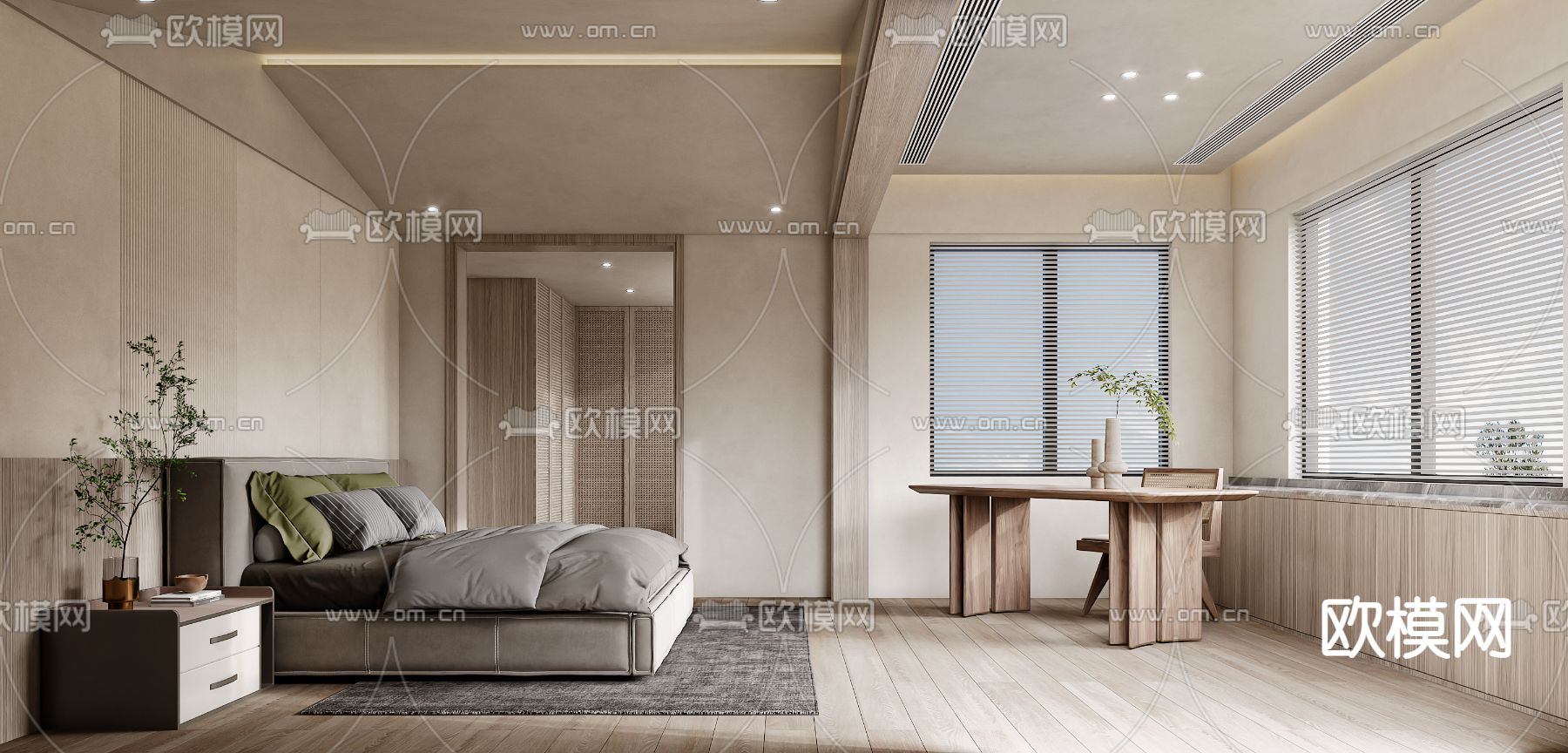 侘寂卧室 主卧3d模型下载