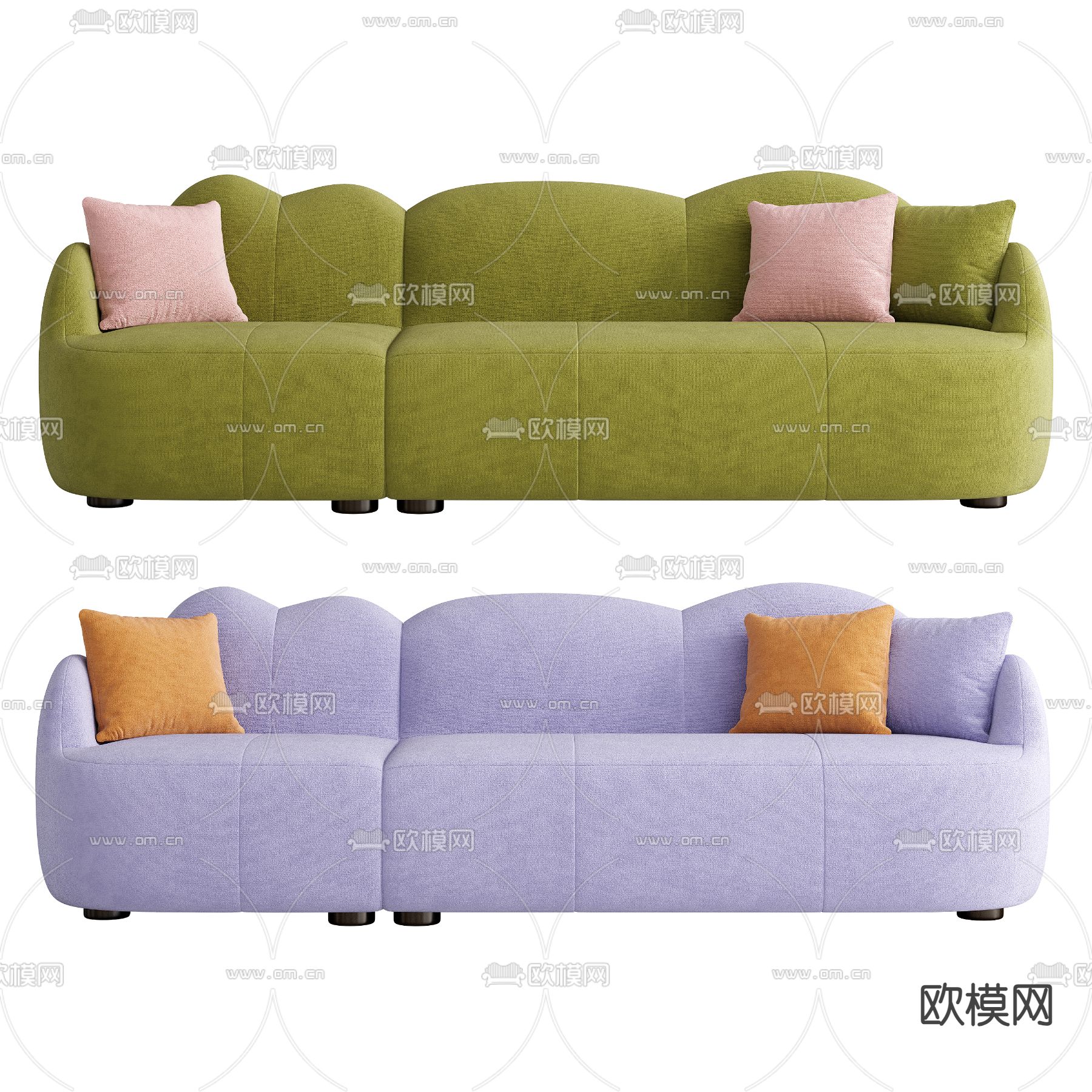 孟菲斯风沙发 多人沙发3d模型下载（渲染图1）
