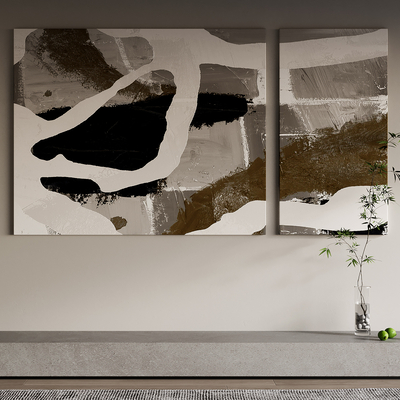  侘寂风装饰画su模型 