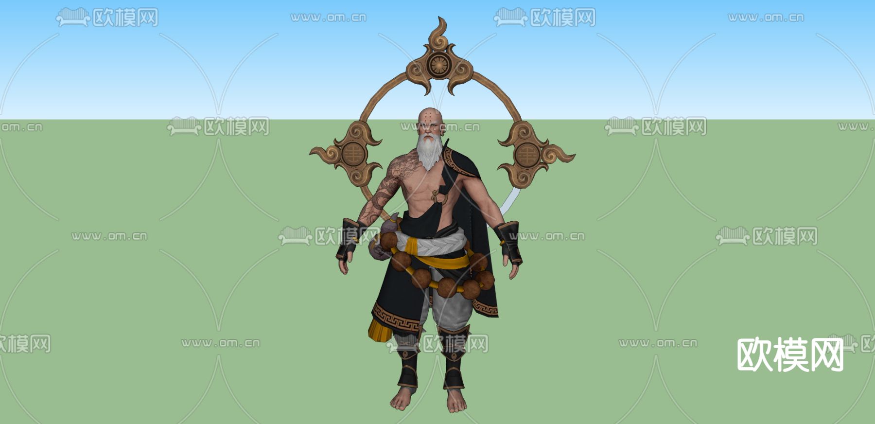 游戏法轮和尚su模型下载（渲染图2）