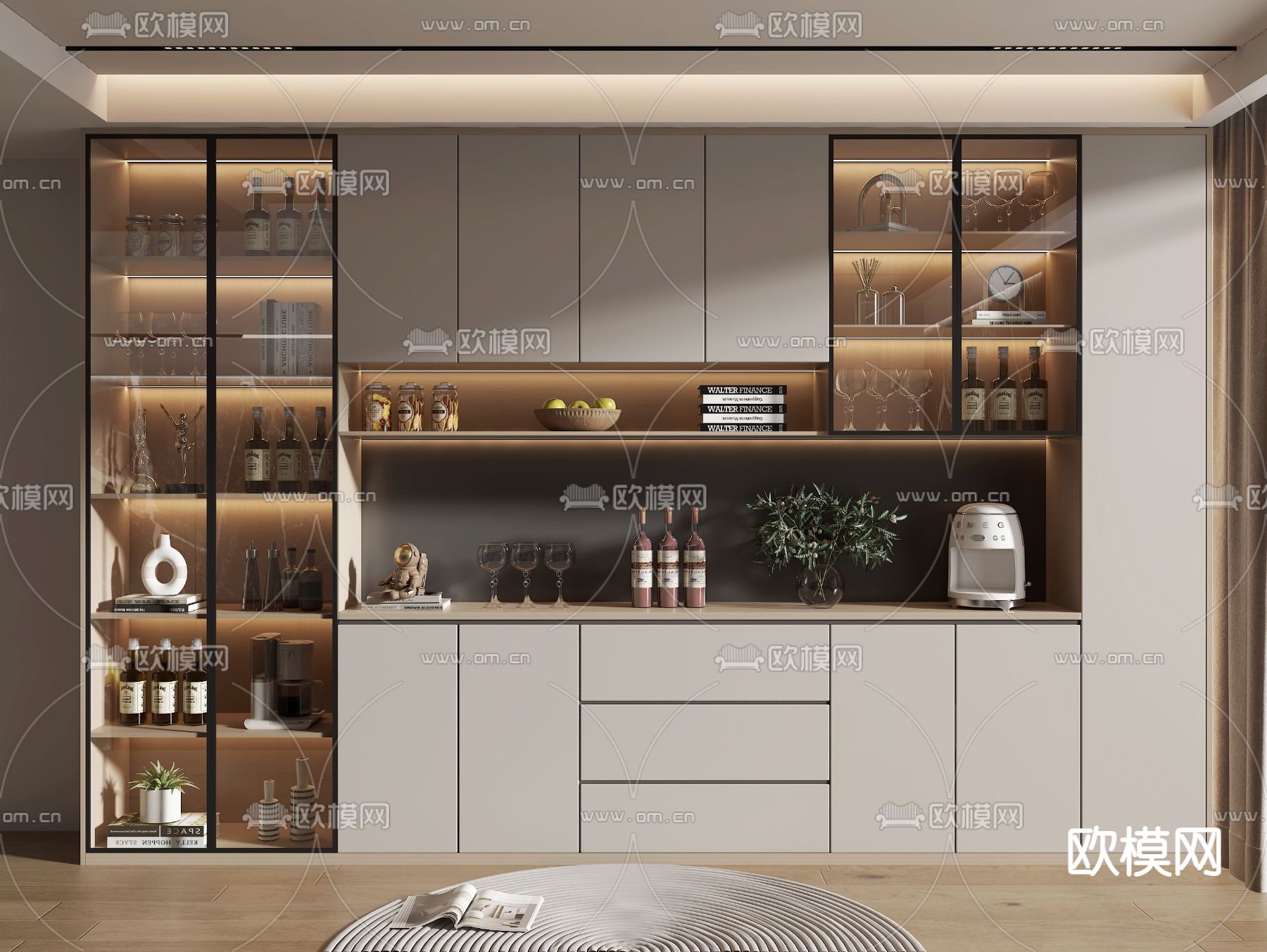 现代酒柜3d模型下载