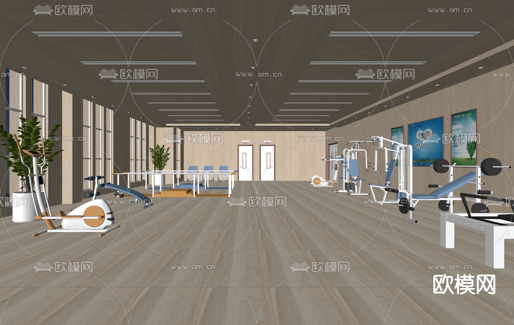 医院康复大厅su模型下载（渲染图2）