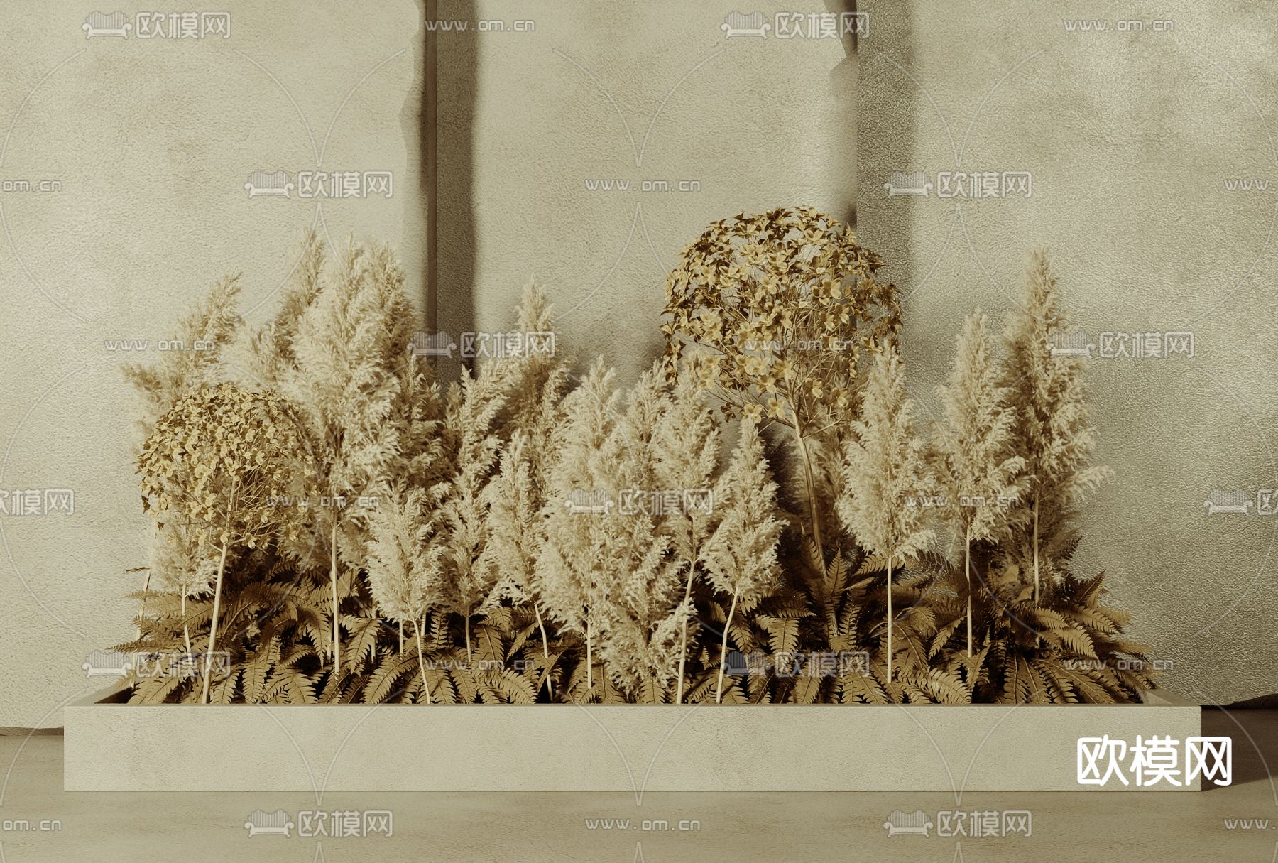 芦苇花坛 花箱 花槽3d模型下载