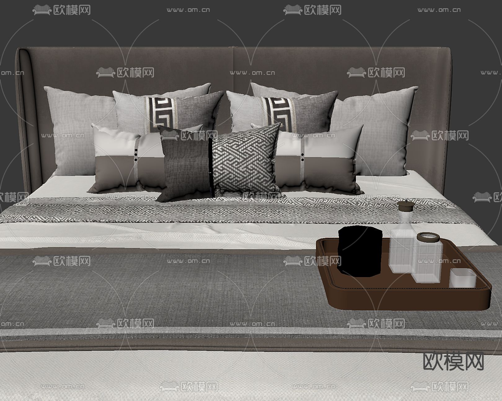 新中式抱枕su模型下载（渲染图2）