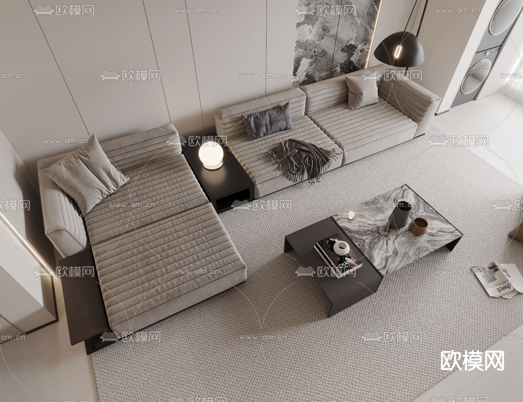 现代客厅3d模型下载（渲染图8）