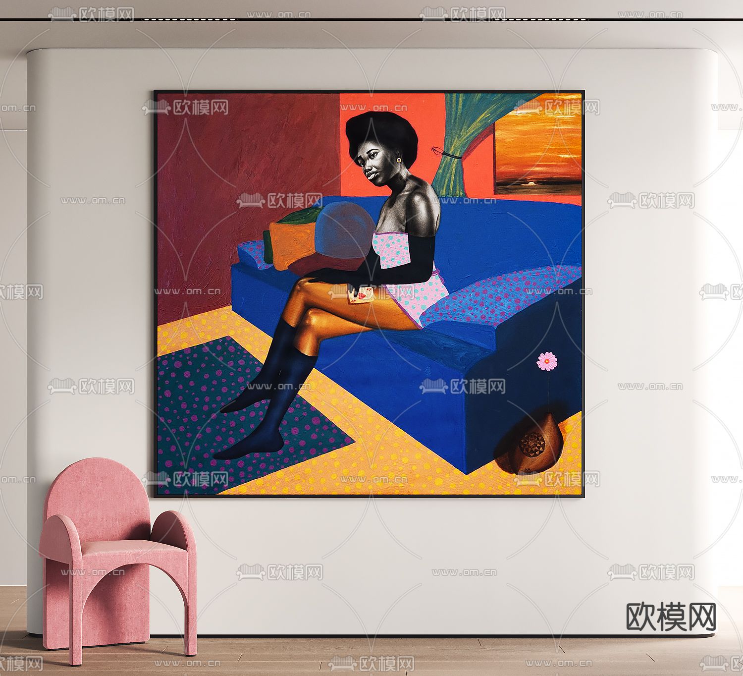 现代装饰画 人物挂画su模型