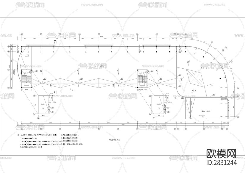L型宿舍樓全套建筑CAD施工圖下載(渲染圖2)