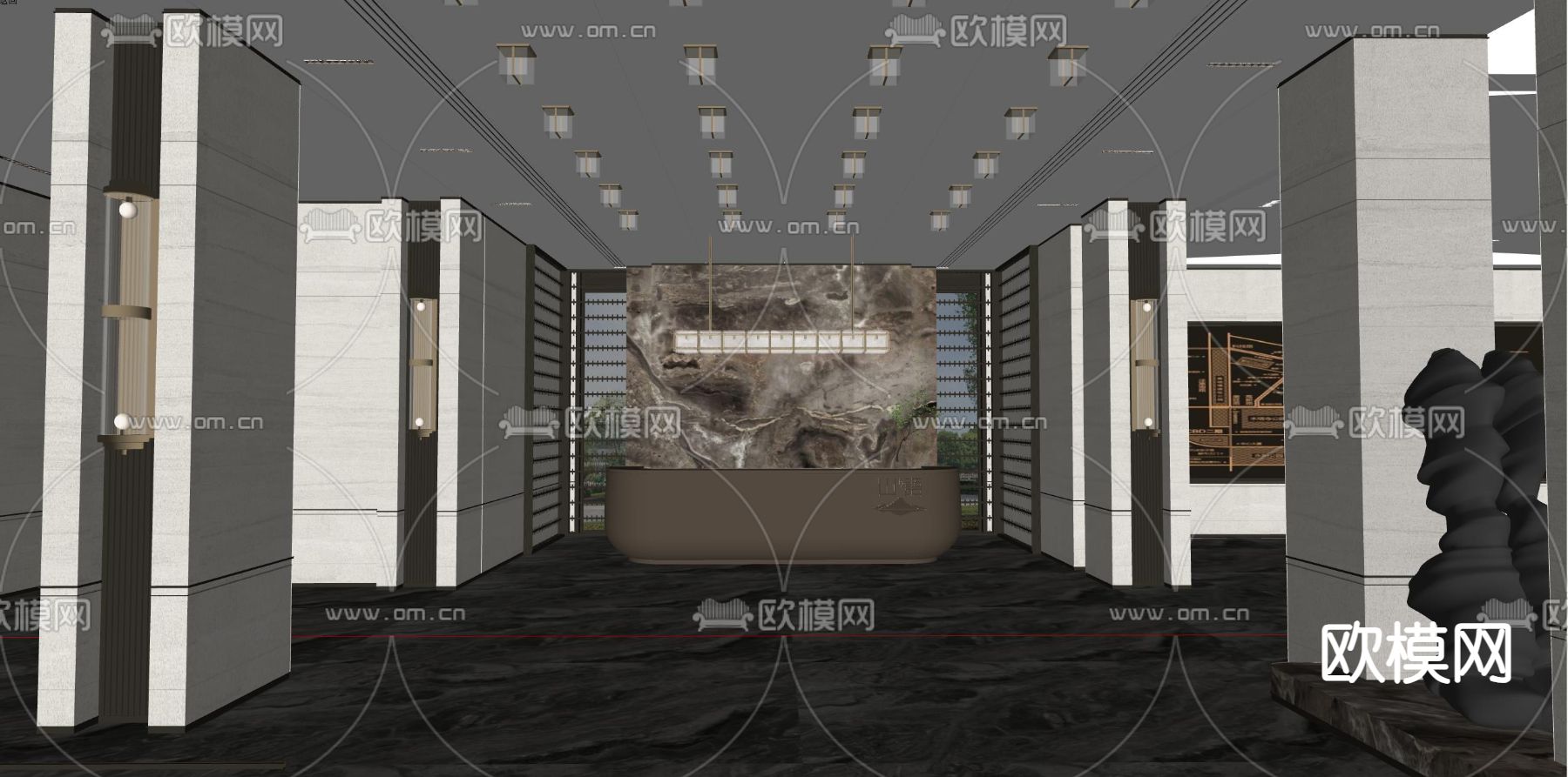 售楼处前台su模型下载（渲染图2）