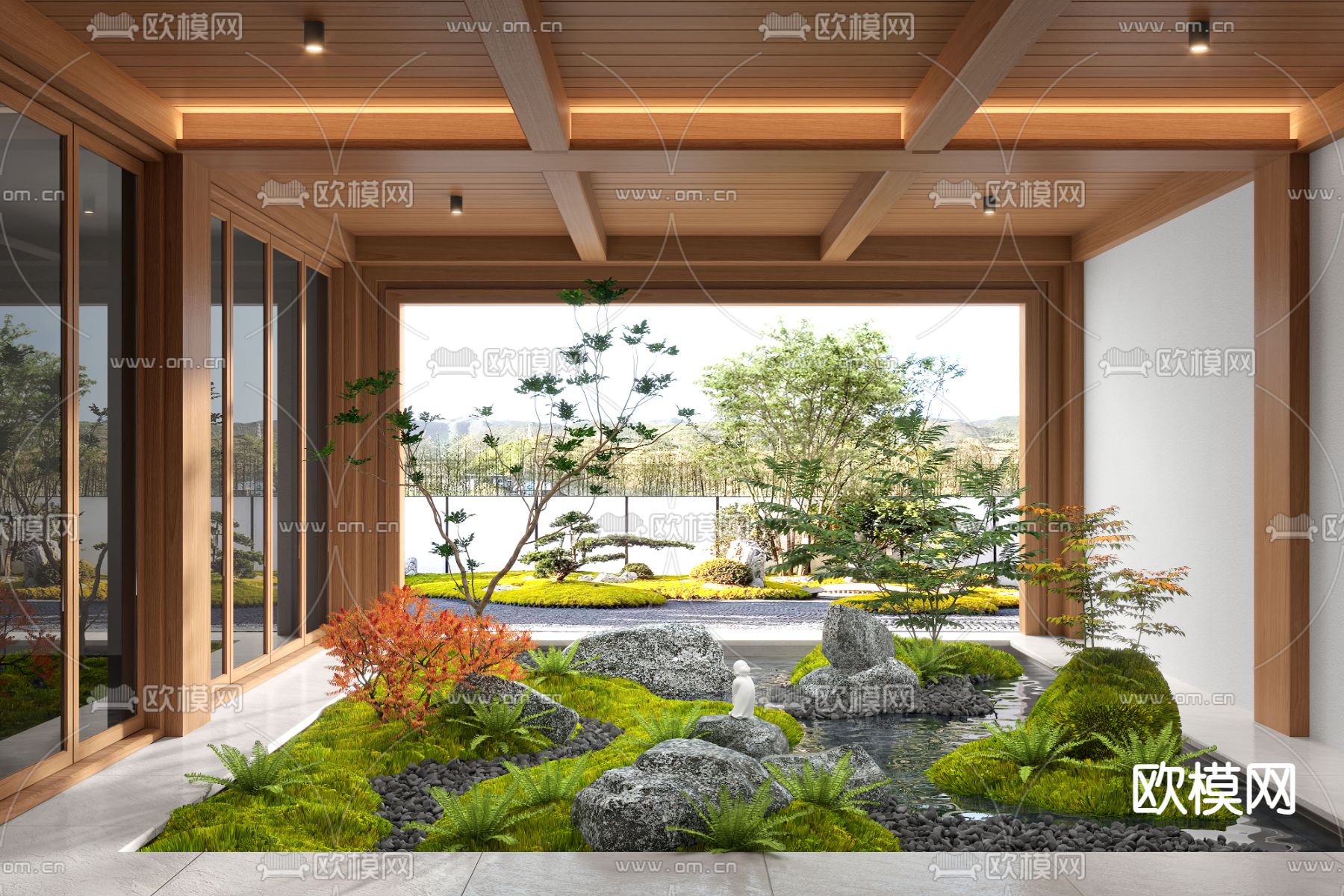 庭院景观小品 绿植造景3d模型下载