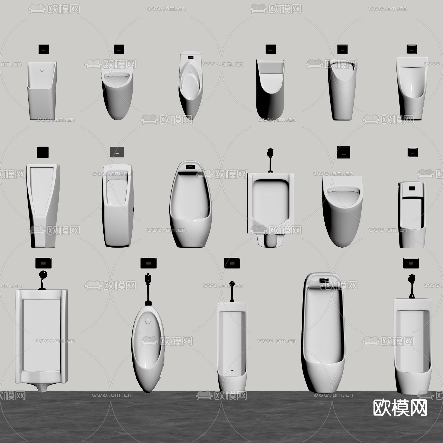 小便斗 尿斗 立便器su模型下载（渲染图2）