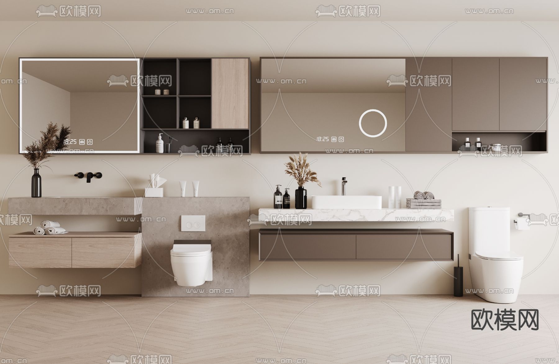 台盆 镜柜 洗手台3d模型下载_ID14260519_3dmax免费模型-欧模网