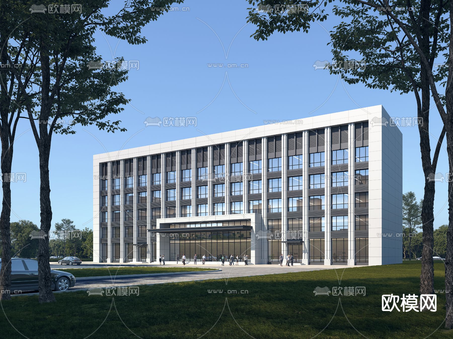 办公楼外观3d模型下载