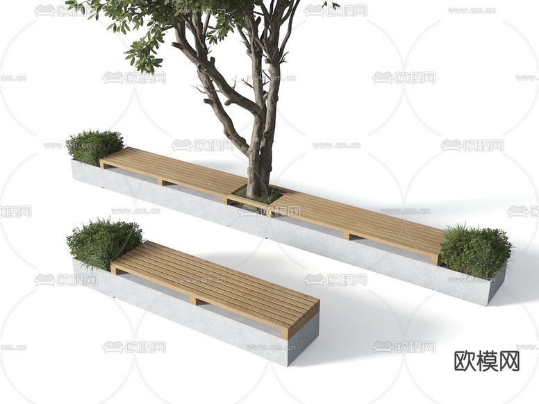 花坛椅 公共椅 公园椅3d模型下载
