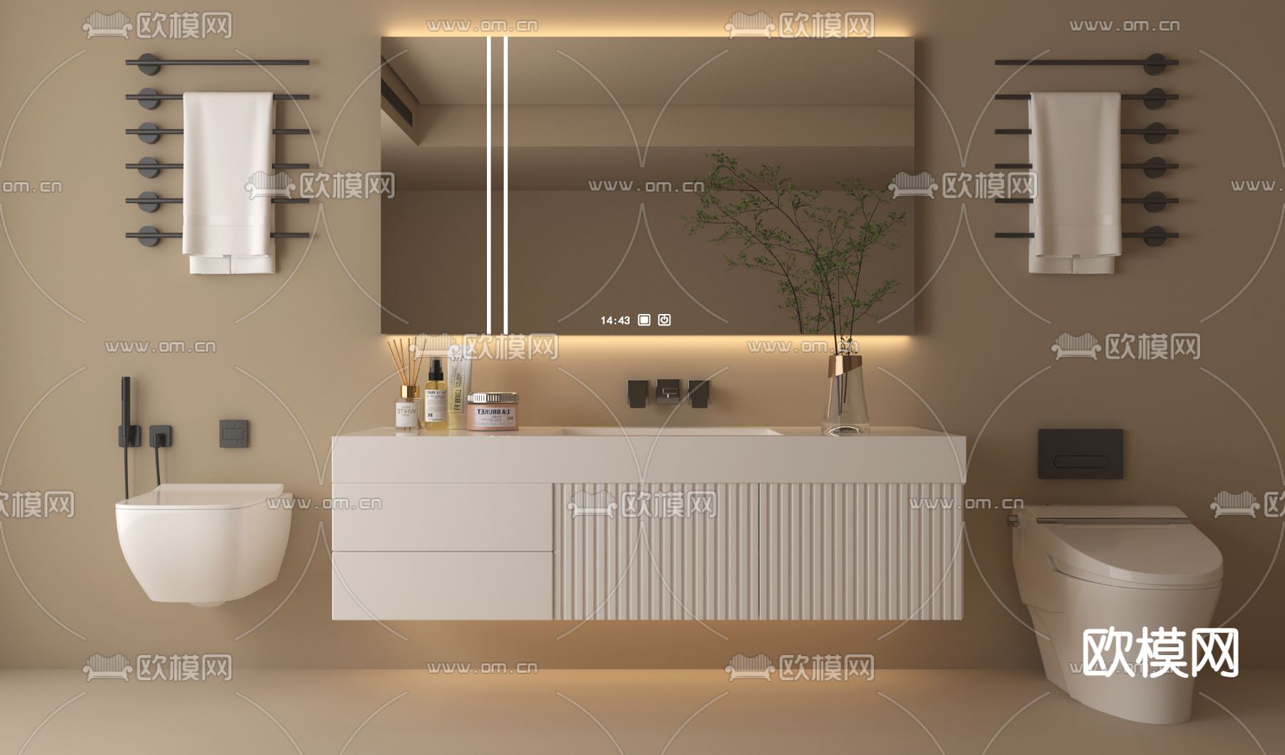 现代浴室柜 台盆 洗手台3d模型下载