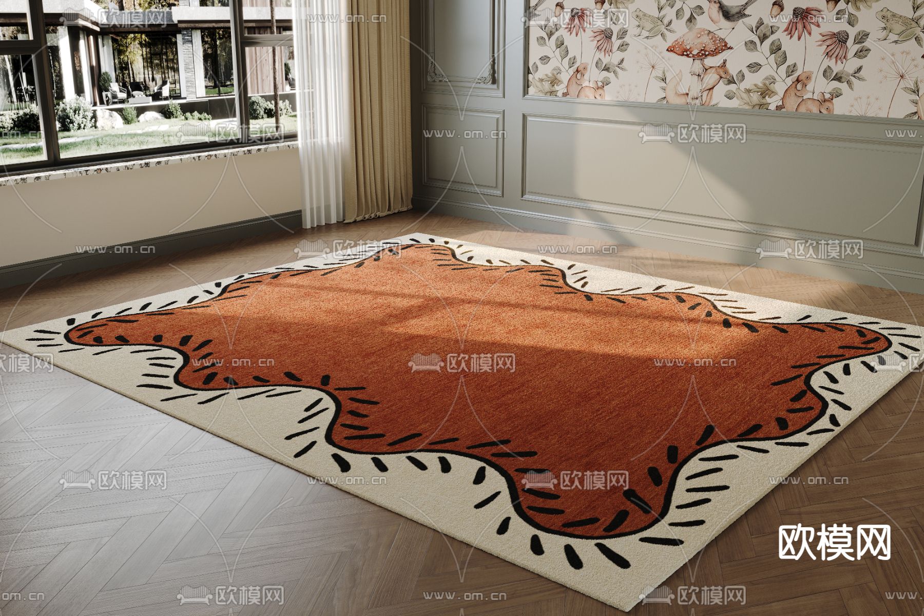 中古风地毯3d模型下载