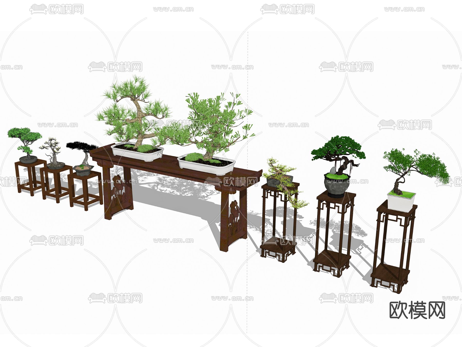 新中式盆栽su模型下载