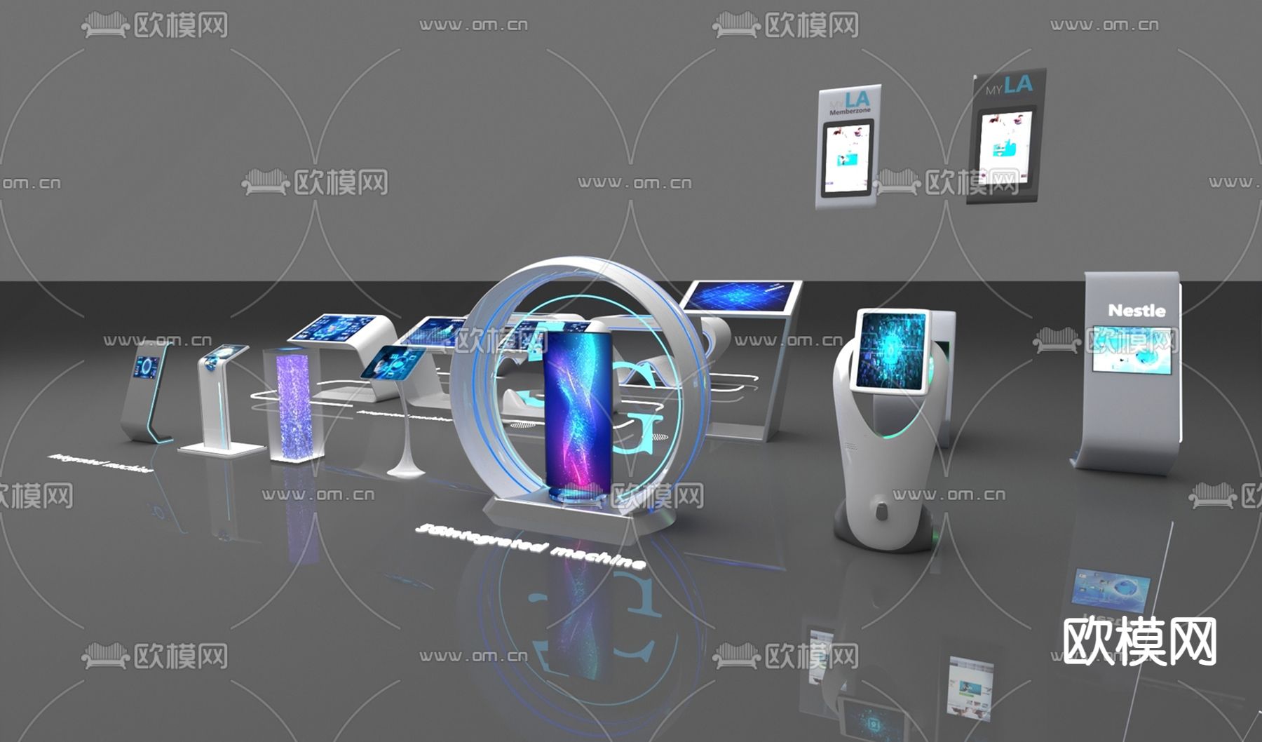智能一体机 取号机 自助机3d模型下载
