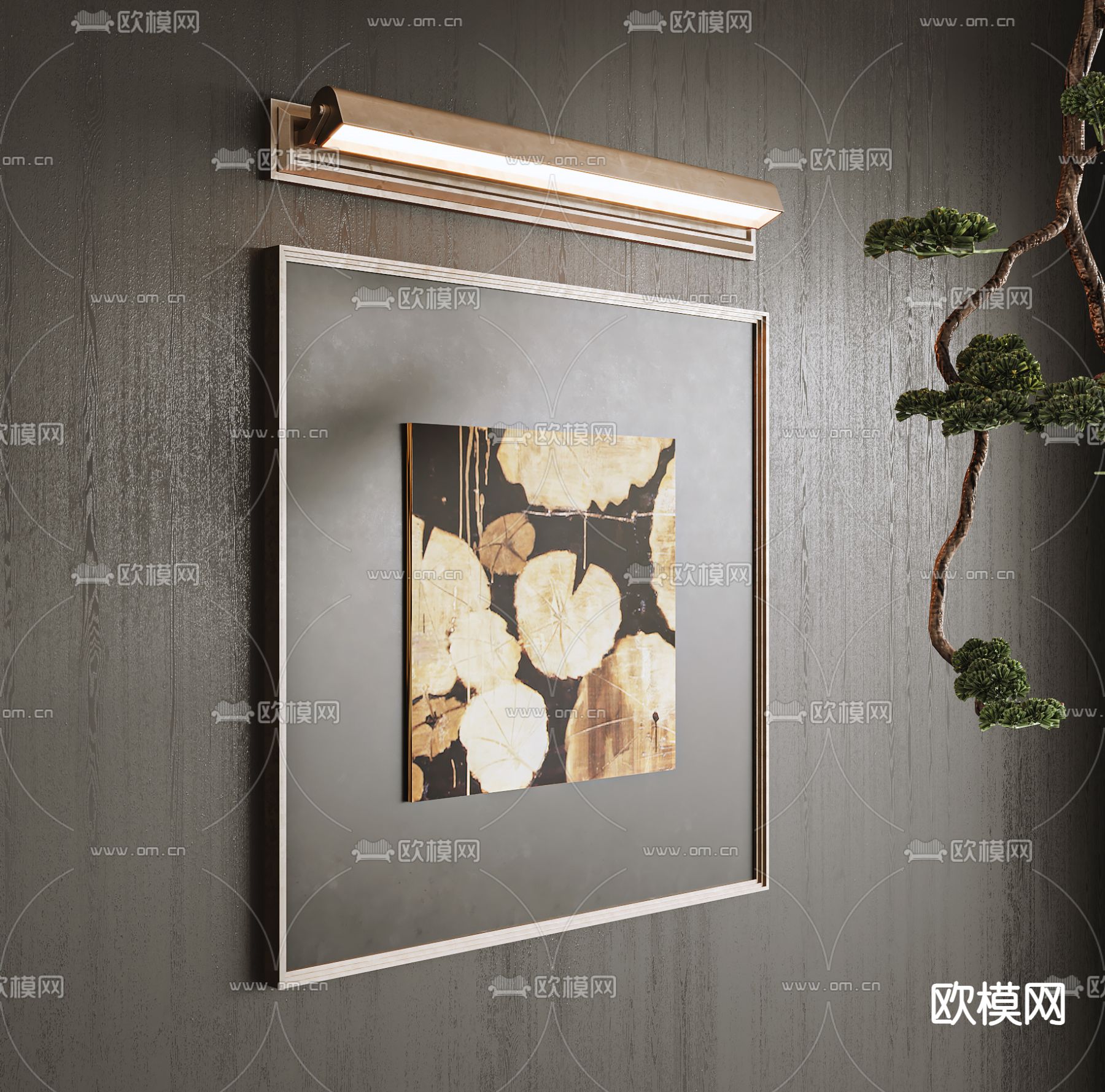 轻奢装饰画su模型下载（渲染图1）