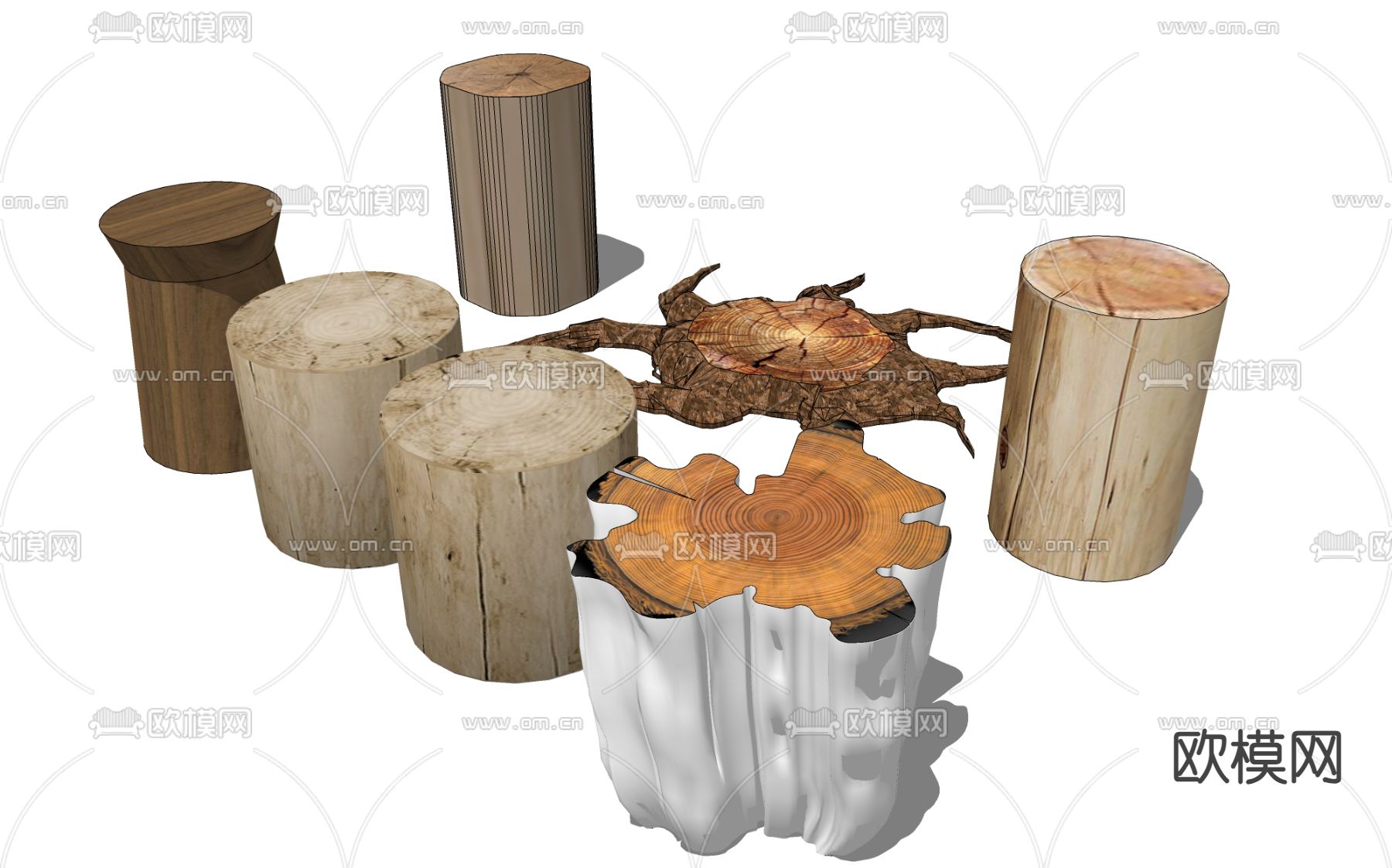 年轮树桩 树杆su模型下载（渲染图2）