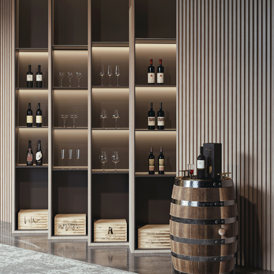  现代酒具 酒杯 红酒 酒桶su模型 