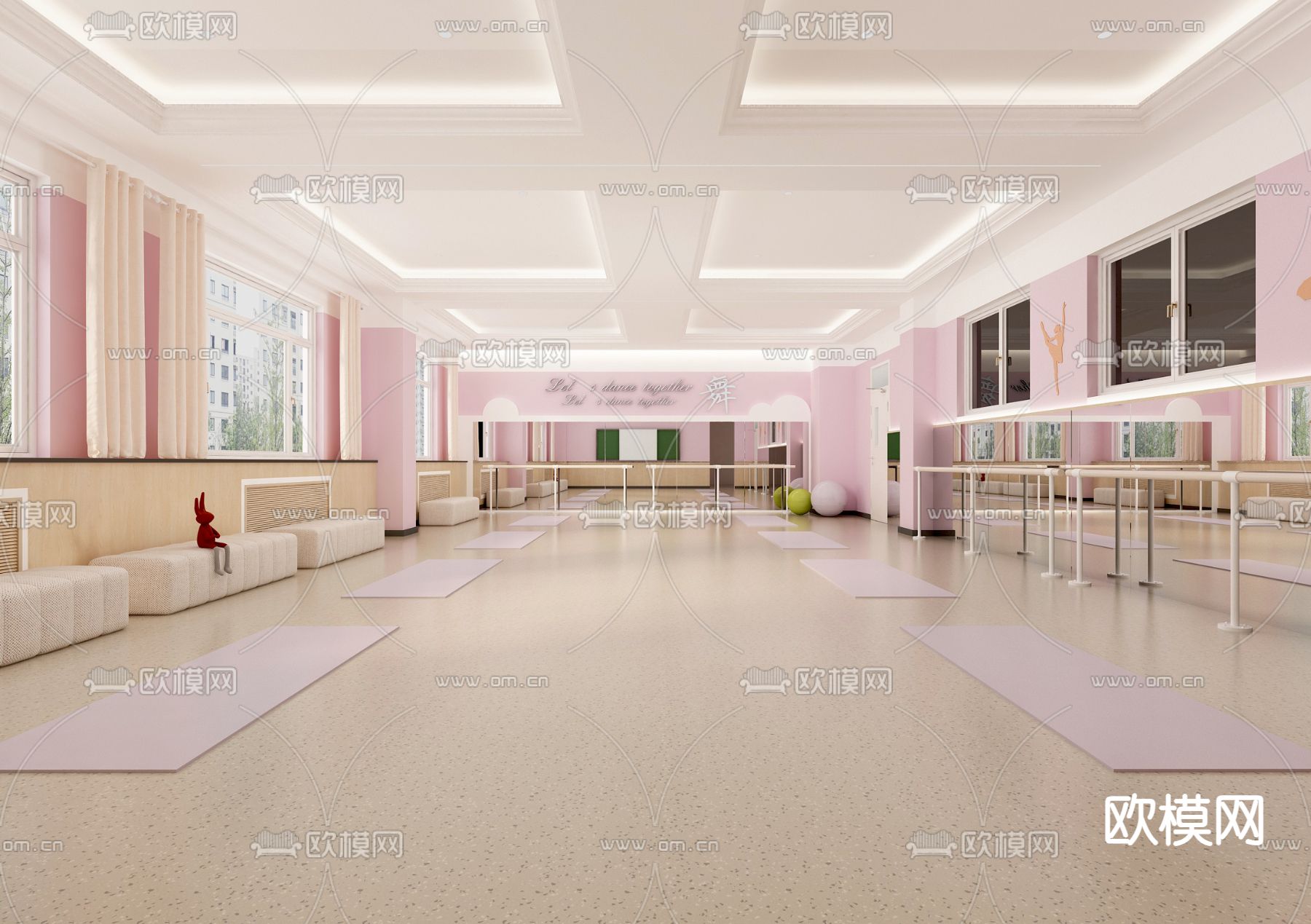 瑜伽室 舞蹈教室3d模型下载（渲染图1）