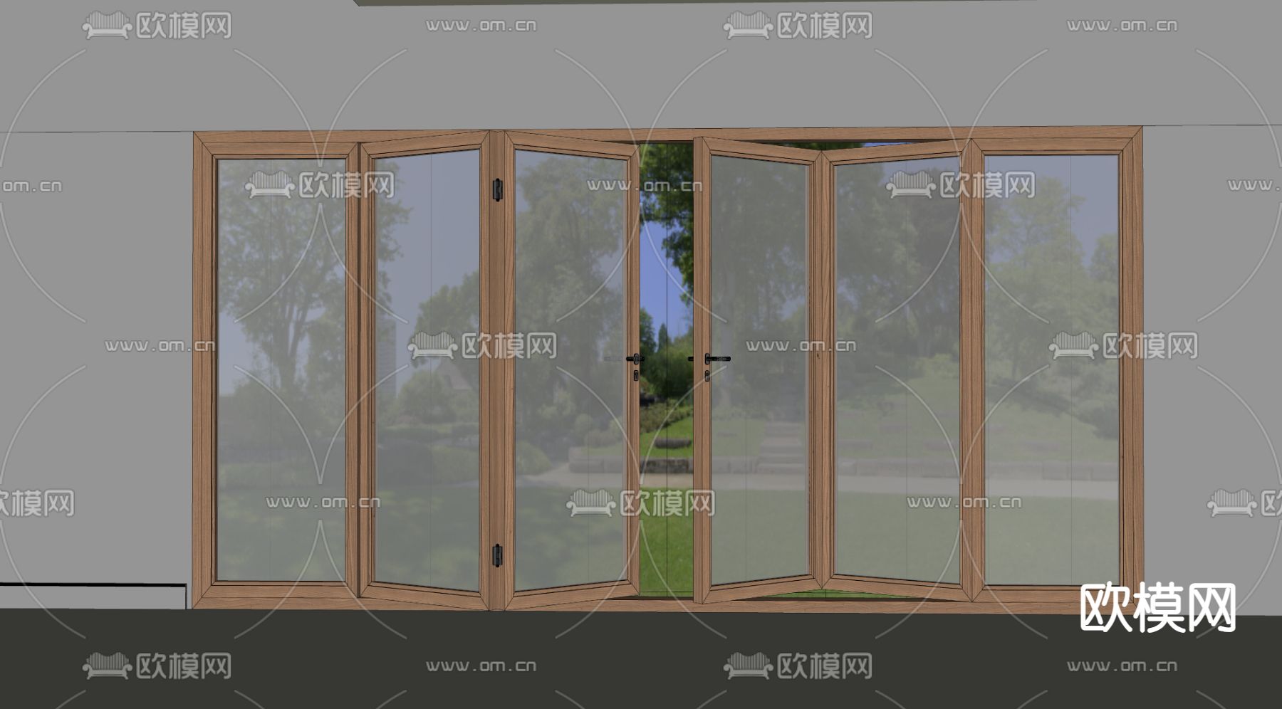 现代玻璃门su模型