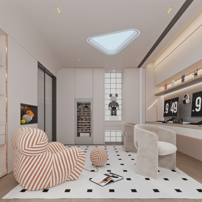  现代电竞房su模型 