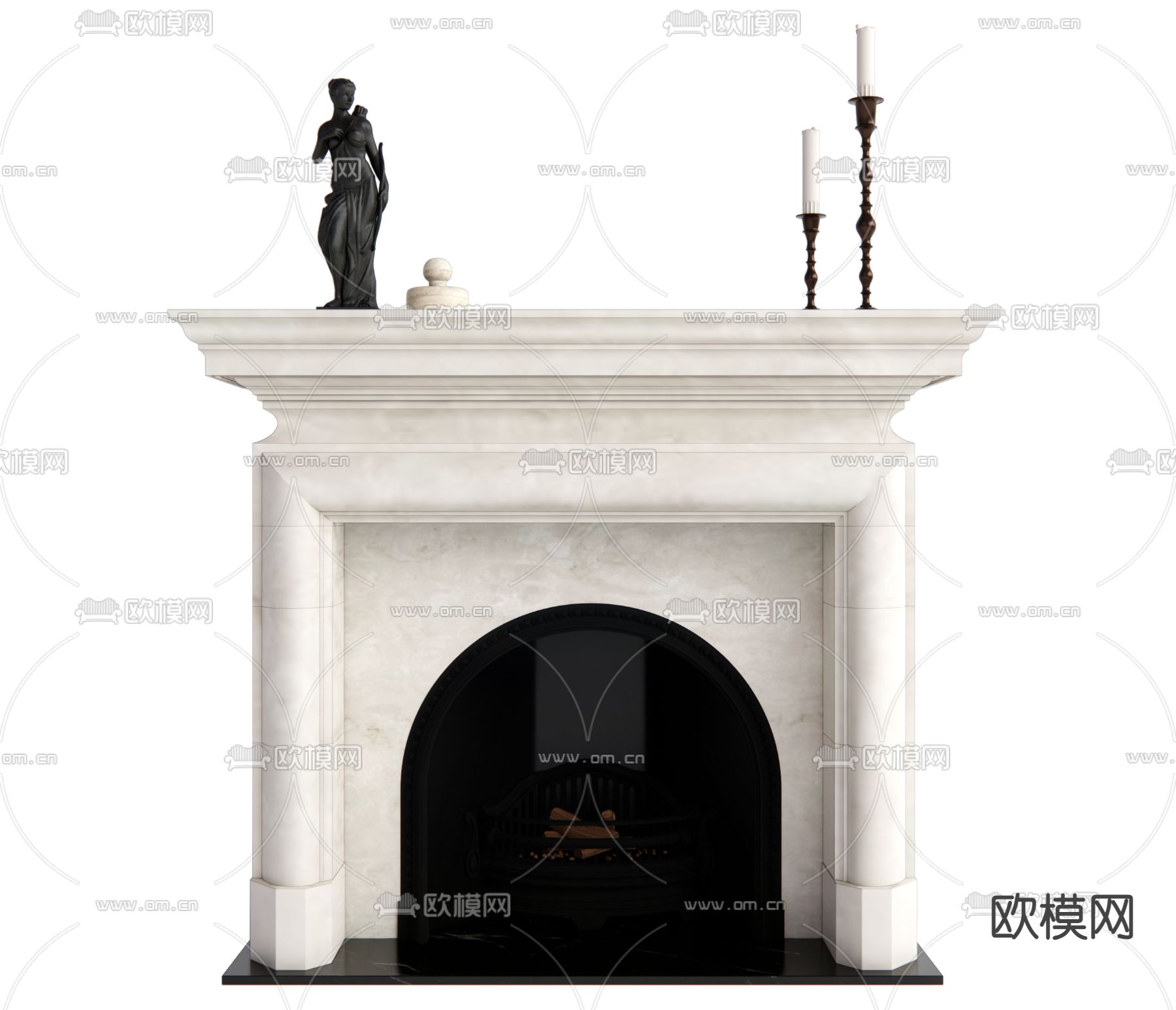 简欧壁炉su模型下载（渲染图1）