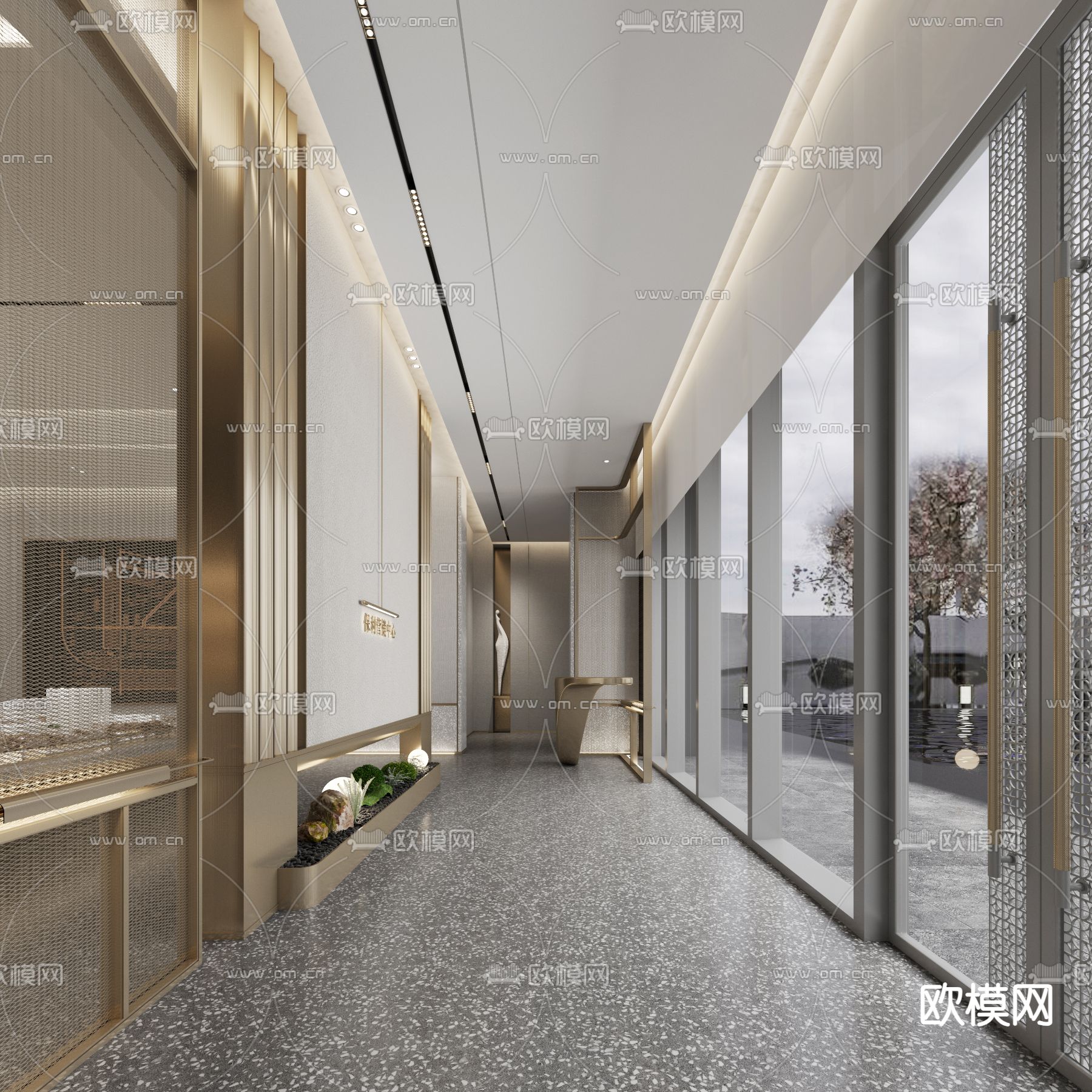 轻奢售楼处 沙盘区3d模型下载（渲染图2）