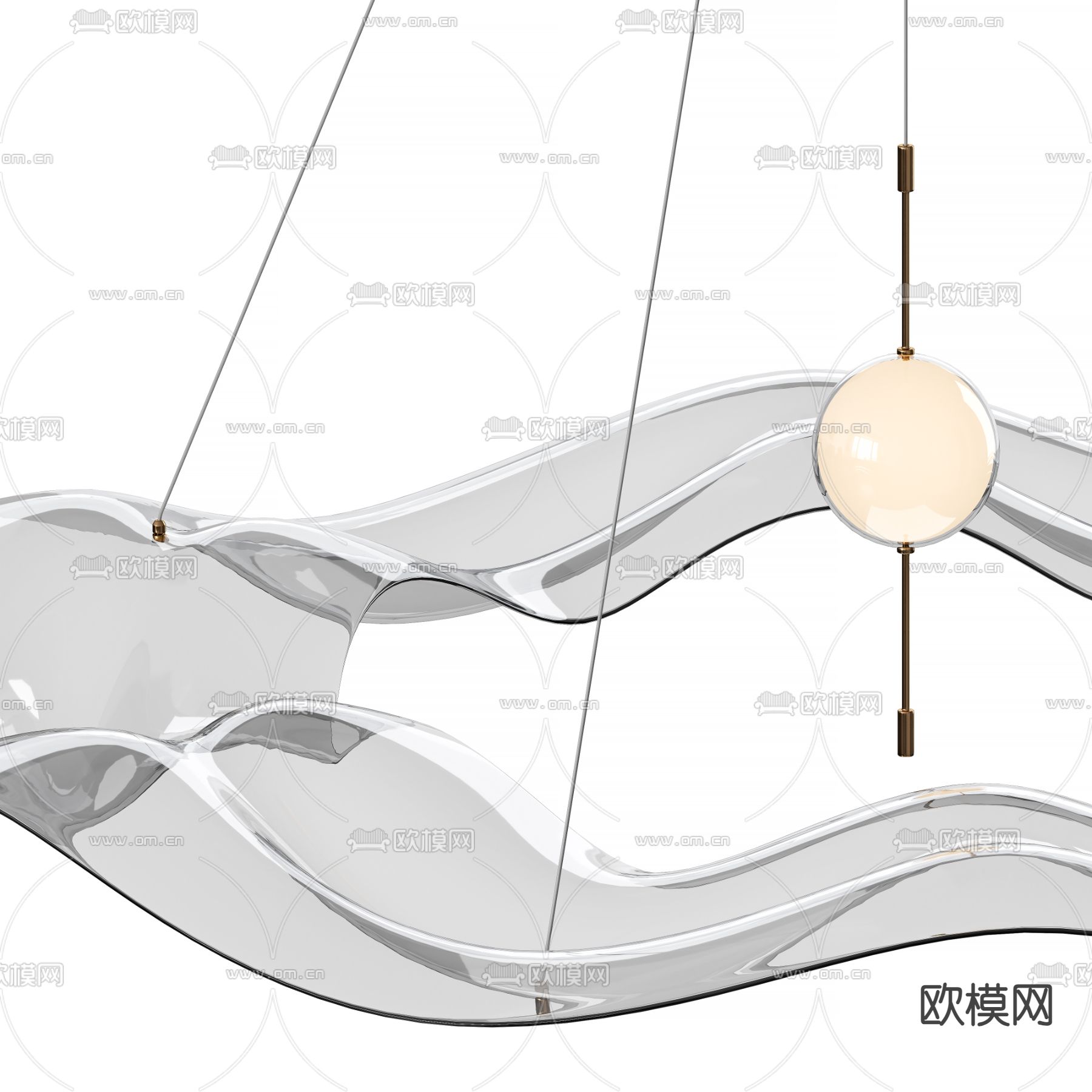轻奢吊灯su模型下载（渲染图3）