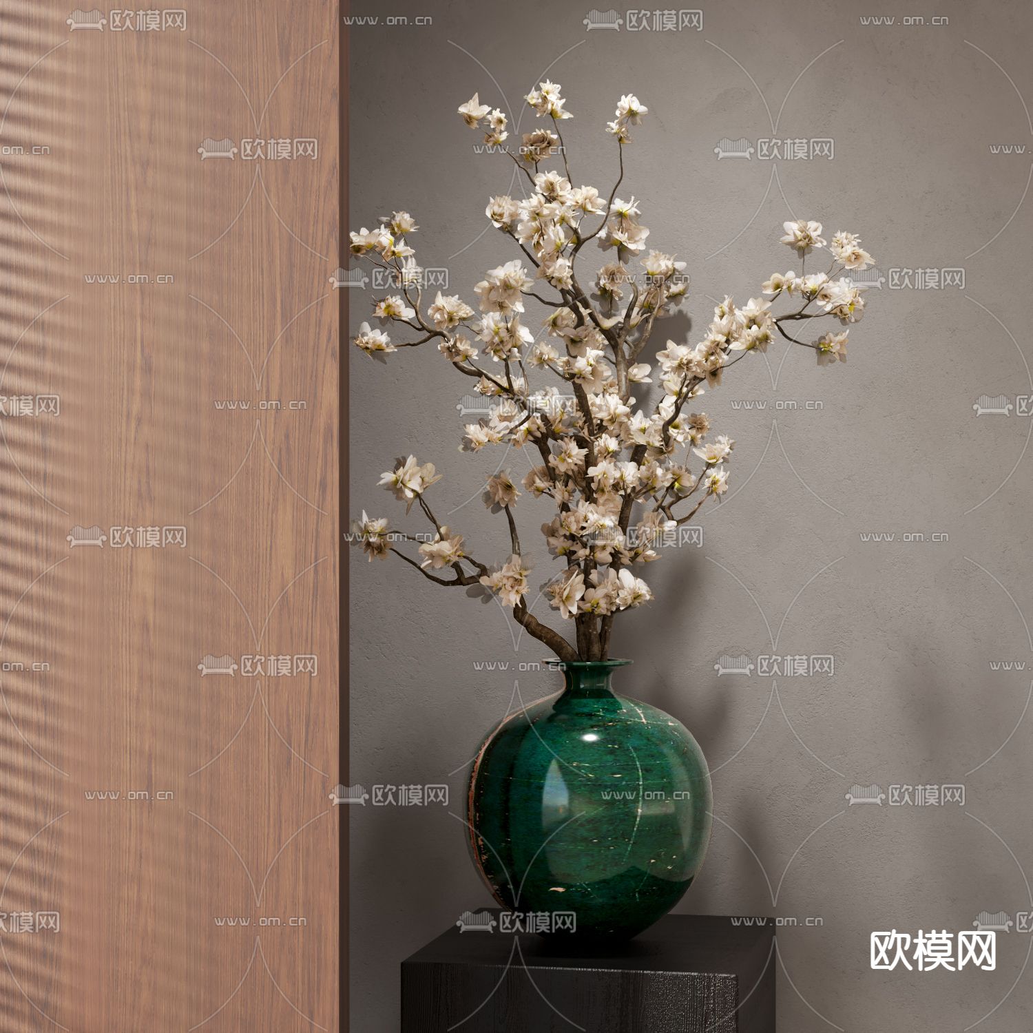 新中式花瓶 花艺 插花 鲜花3d模型下载