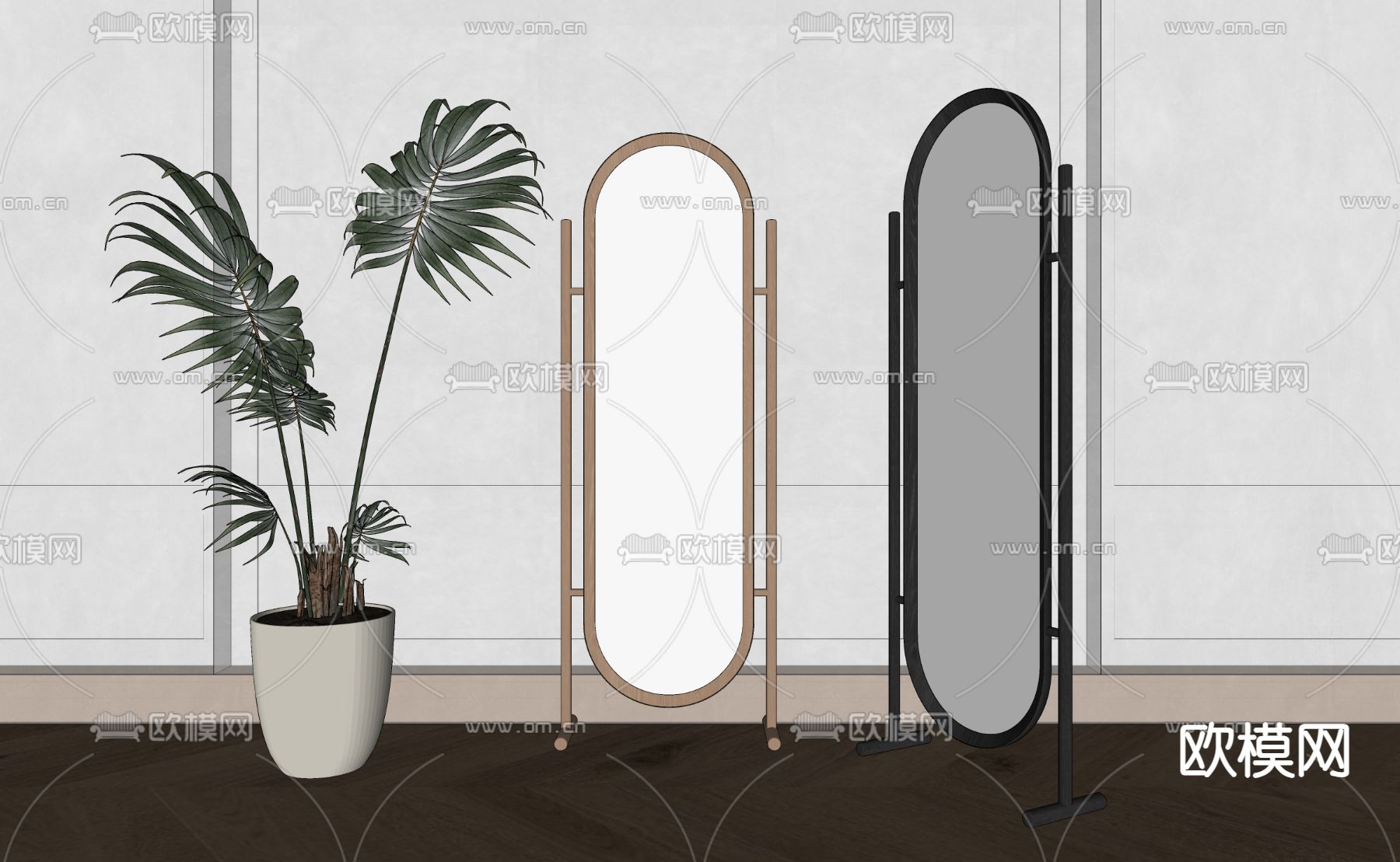 侘寂全身镜 镜子su模型下载（渲染图2）