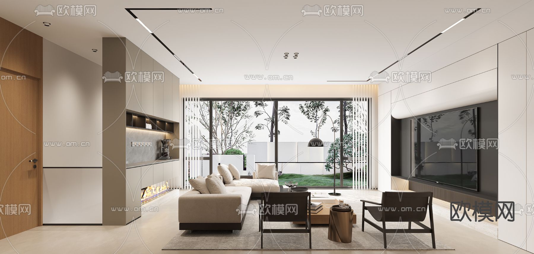 现代客餐厅3d模型下载（渲染图1）