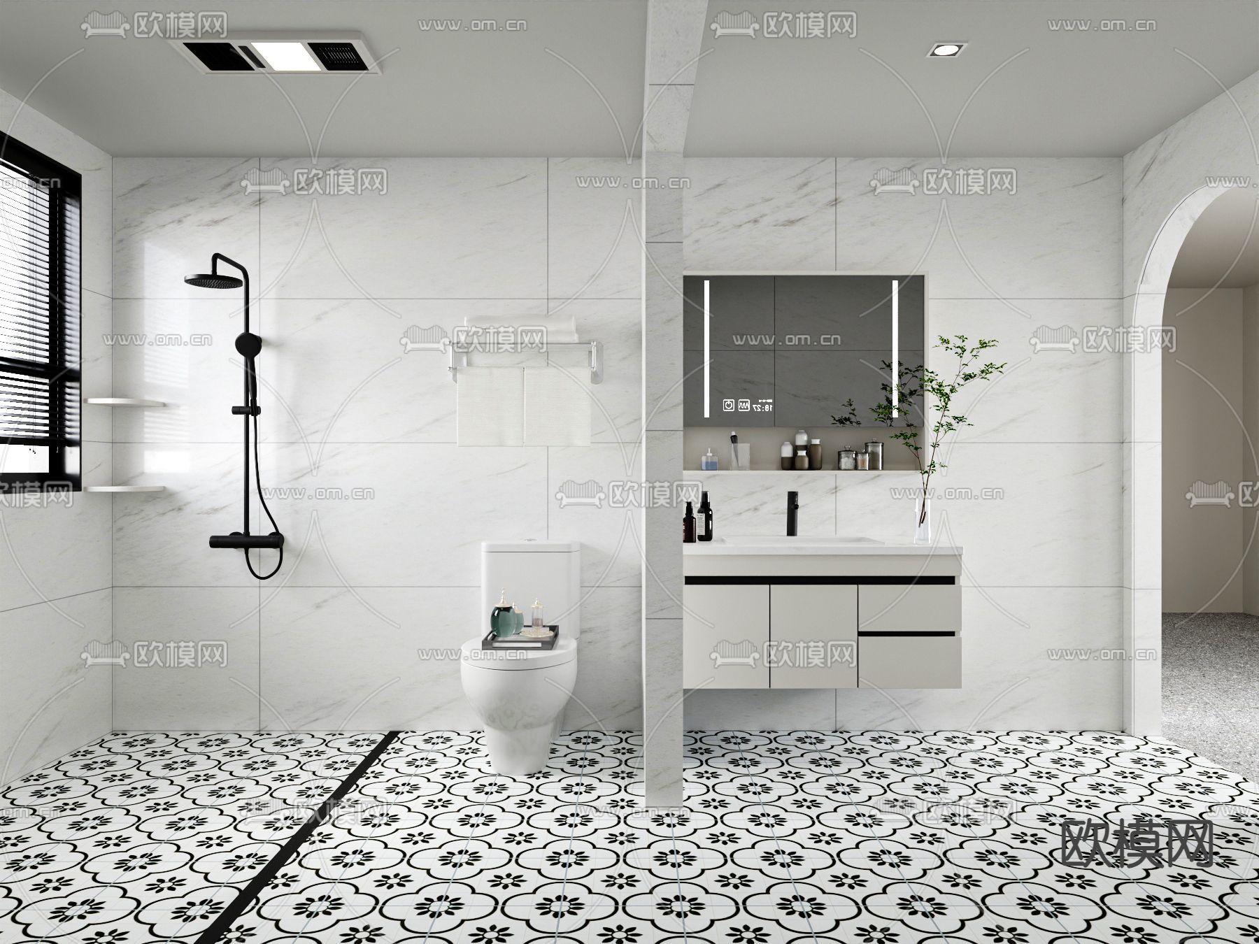 现代卫生间 浴室su模型下载（渲染图1）