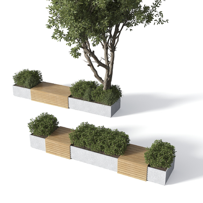  景观树池 坐凳su模型 