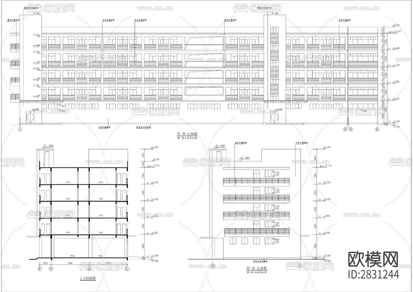 L型宿舍樓全套建筑CAD施工圖下載(渲染圖6)