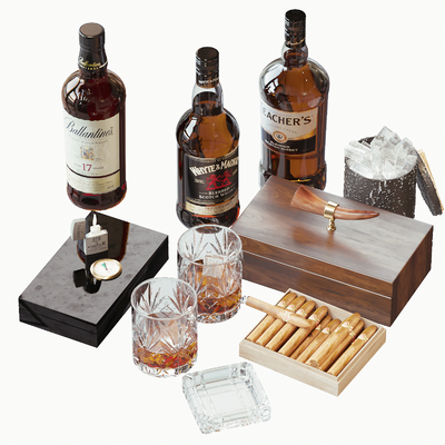  现代酒具 酒杯 雪茄su模型 