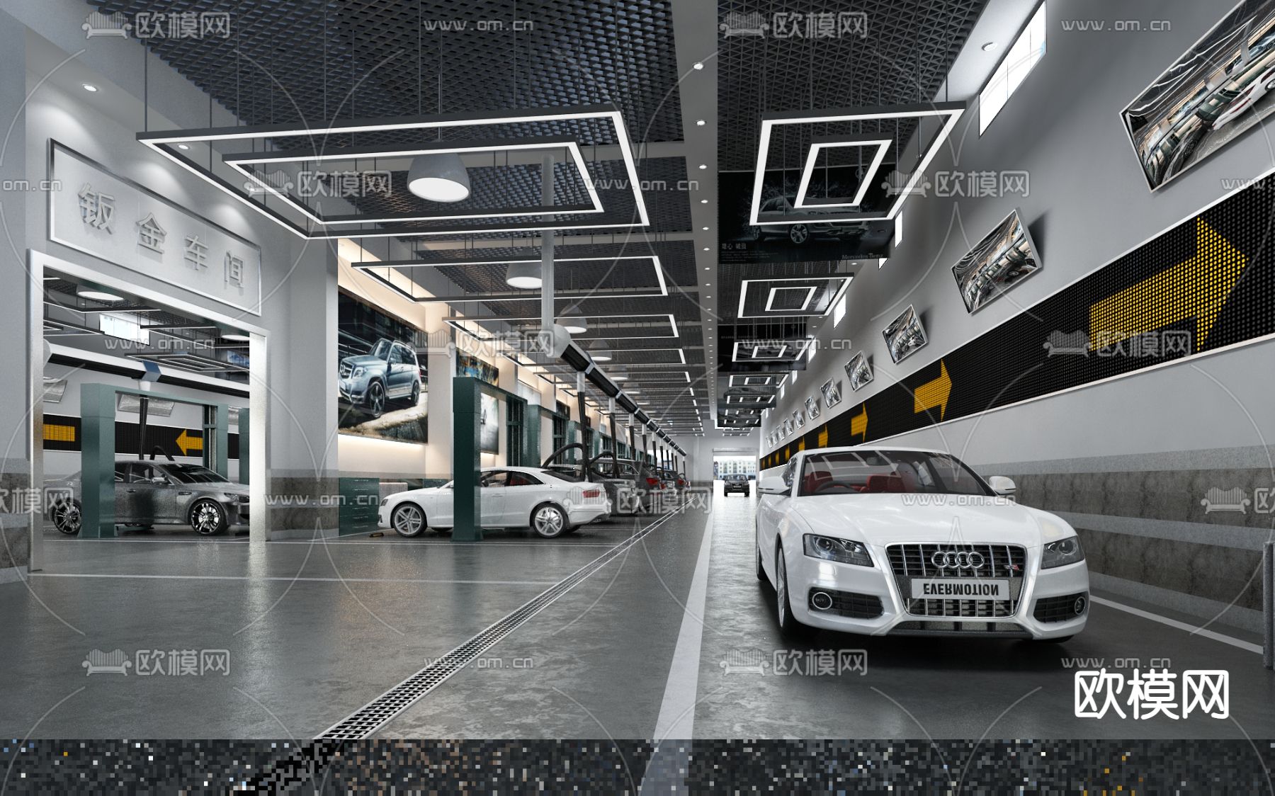 地下车库 停车场3d模型下载