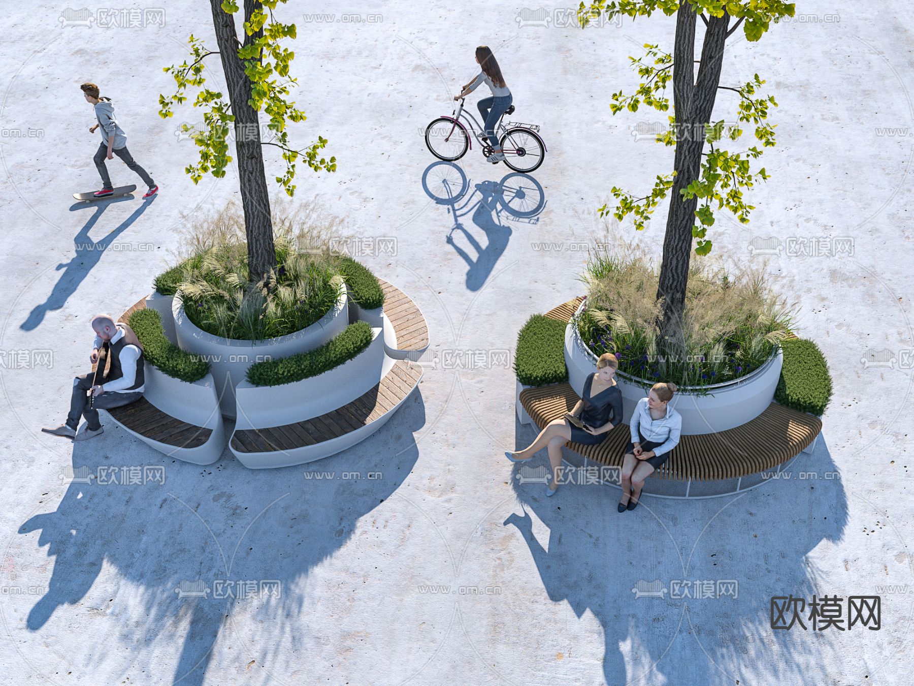 户外椅 树池椅3d模型下载