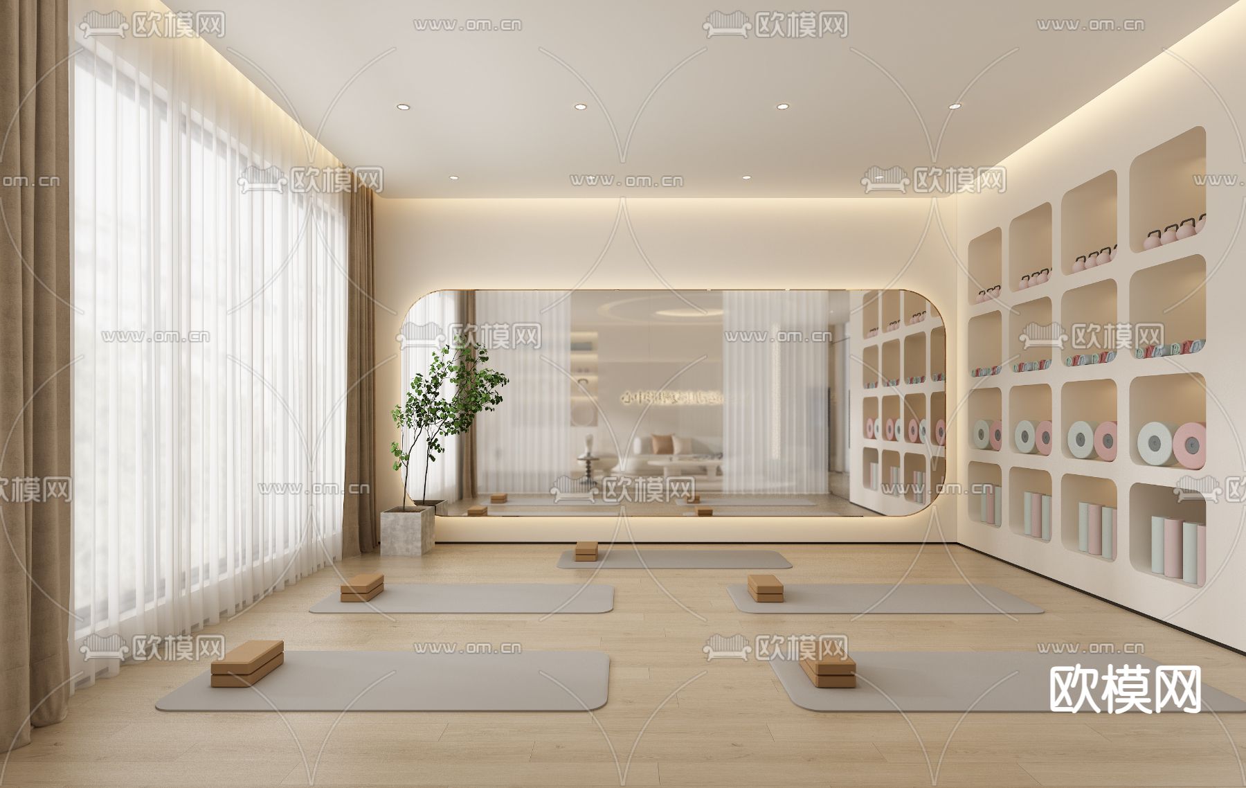 瑜伽室 美容院3d模型下载（渲染图1）